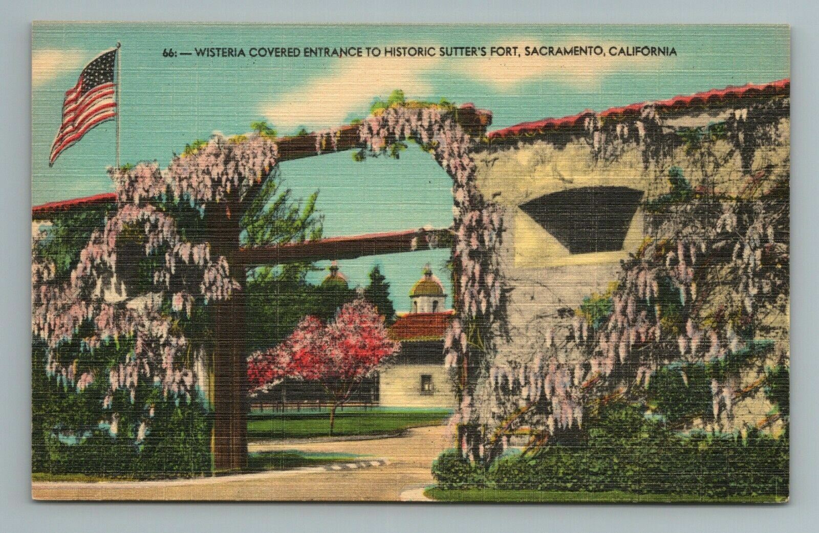 Wisteria Covered Entrance To Historic Sutter\'s Fort, Sacramento, CA Postcard