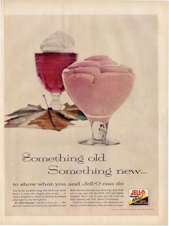 1957 Jello Jell-O \'New\' Black Cherry Flavor Jell-O Bavarian PRINT AD