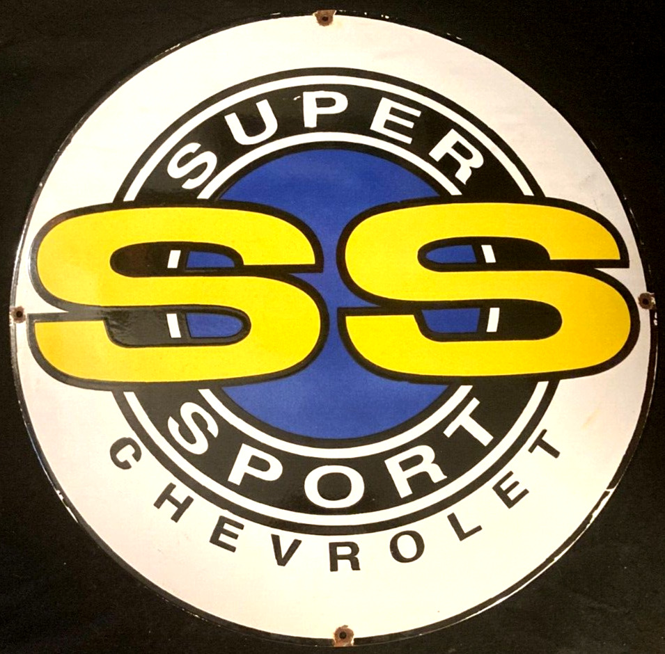 Vintage Art CHEVROLET SUPER SPORT SS PORCELAIN ENAMEL SIGN Rare Advertising 30\