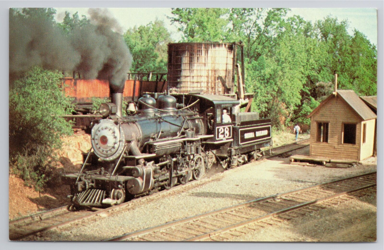 Postcard Sierra Railroad Number 28 Oakdale Jamestown CA