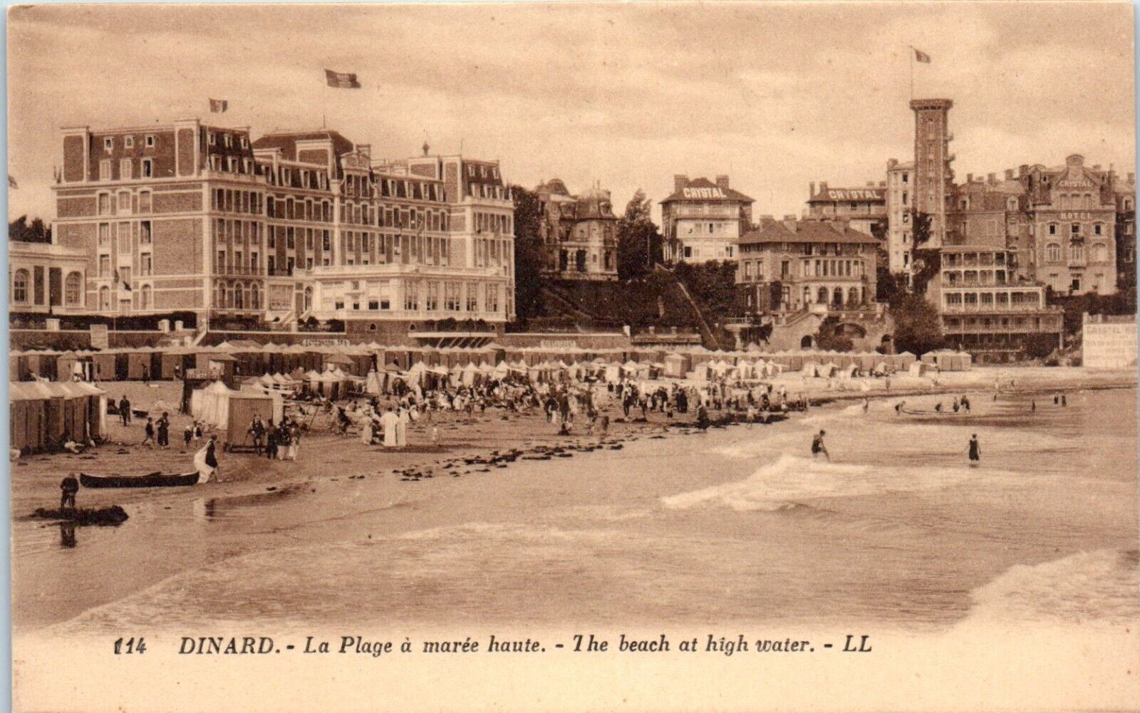 The Beach at High Tide, Dinard, France Postcard