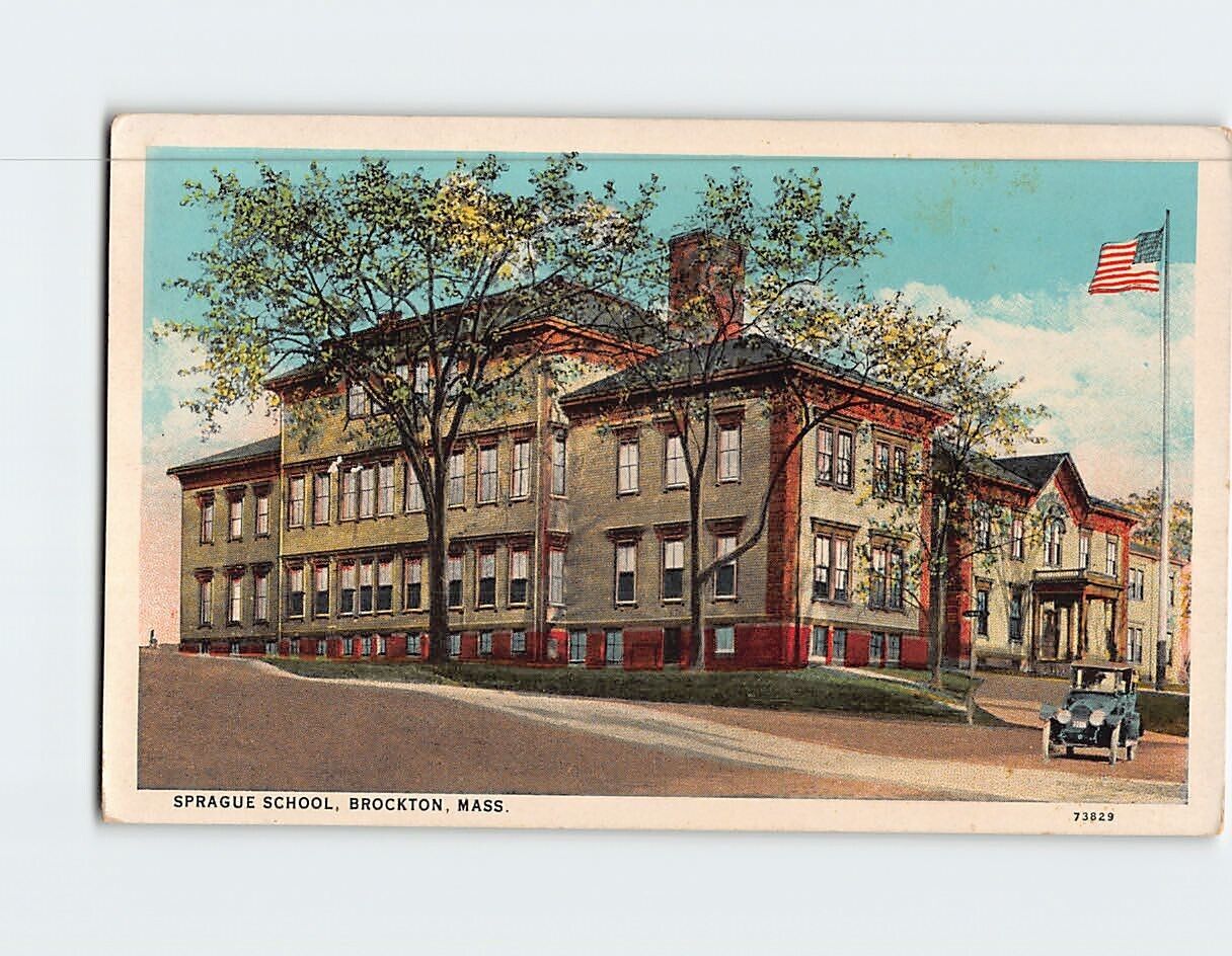 Postcard Sprague School Brockton Massachusetts USA