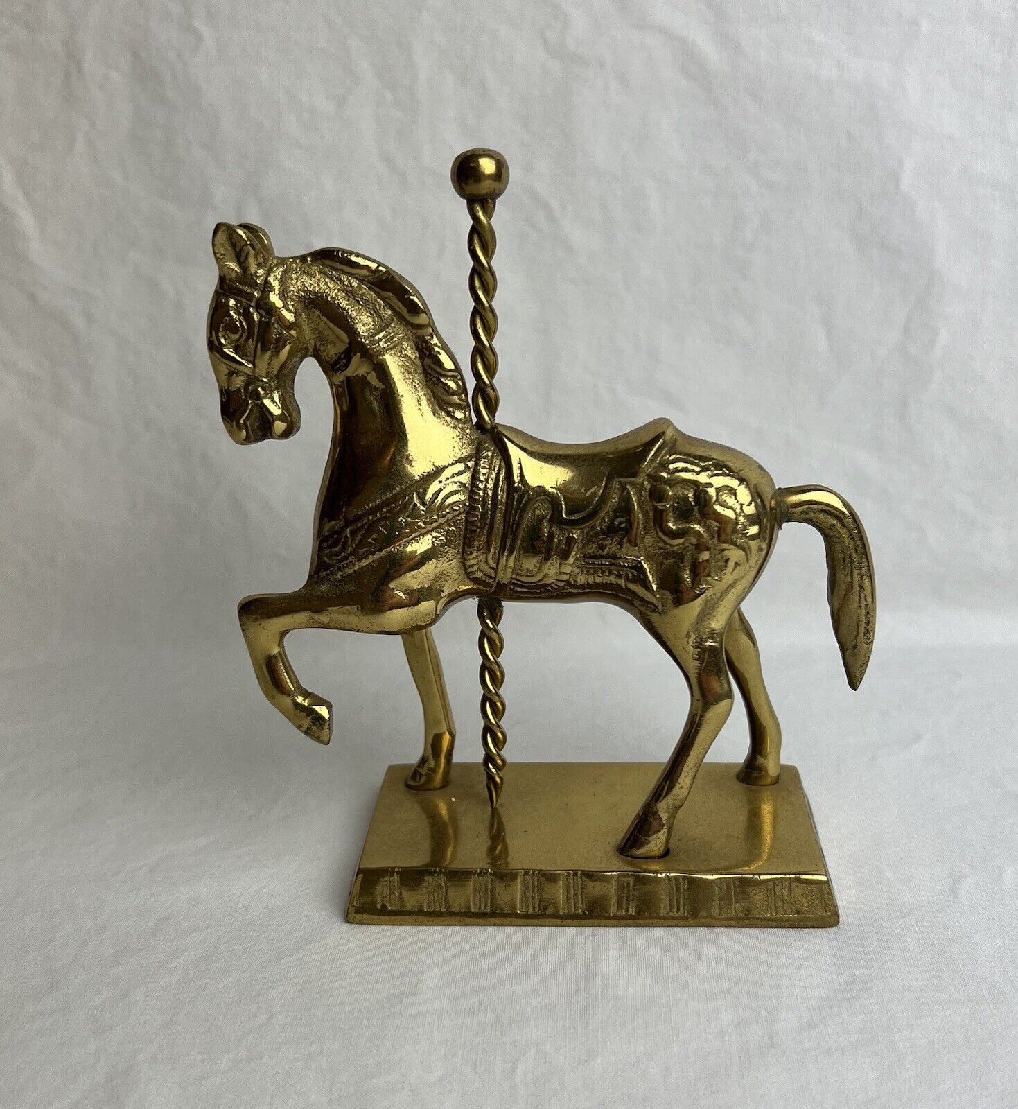Solid Brass Horse Sculpture Carousel Merry Go Round Vintage Statue 5”