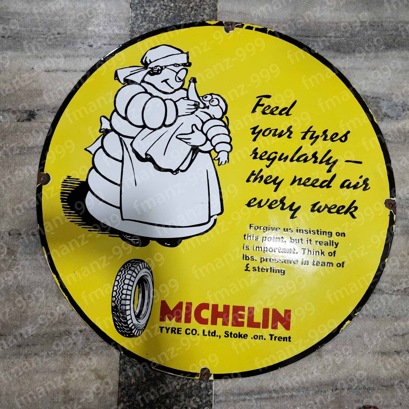 MICHELIN TYRE PORCELAIN ENAMEL SIGN 30 INCHES ROUND