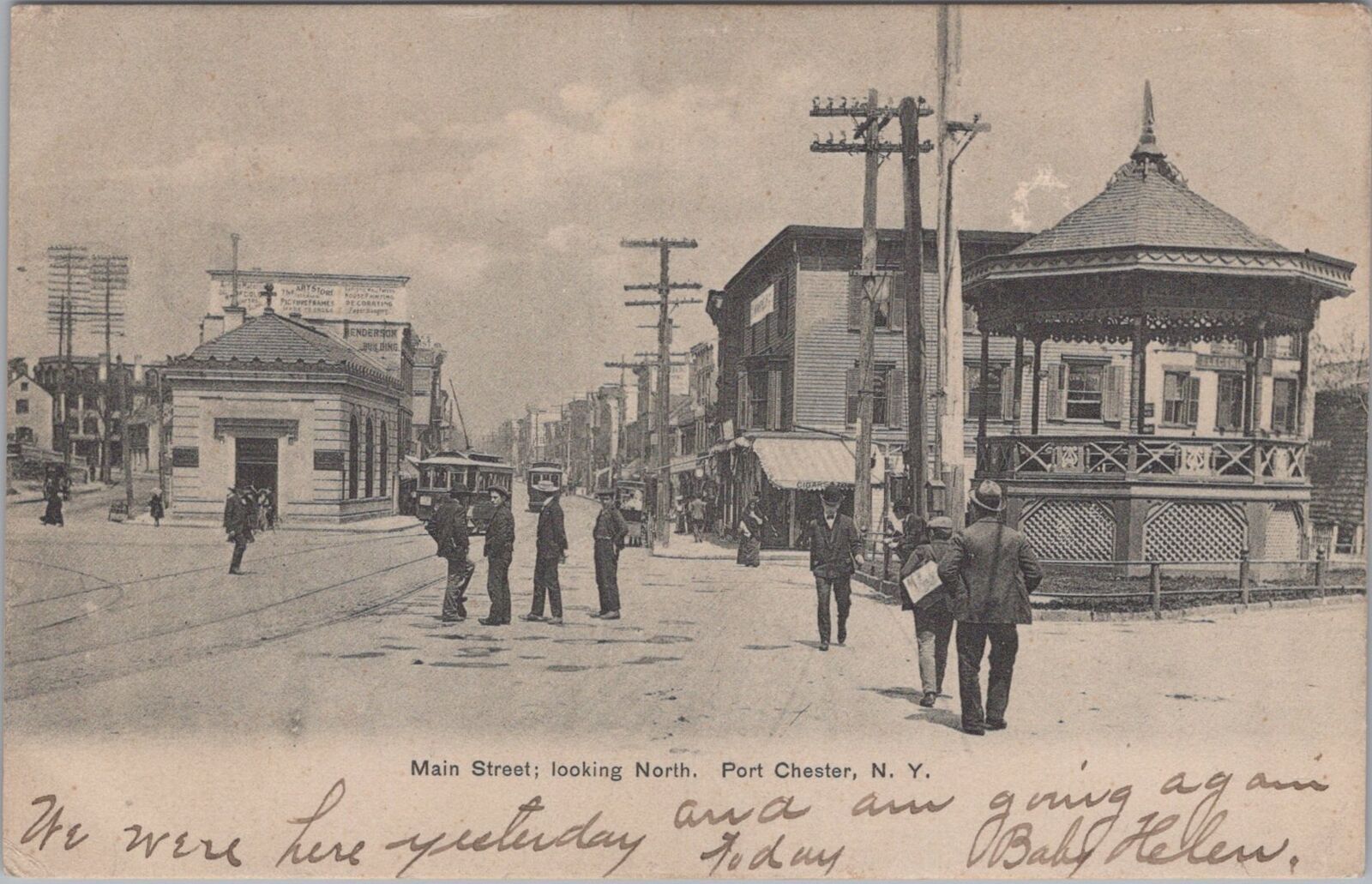 Main Street Port Chester New York Trolley 1906 Postcard