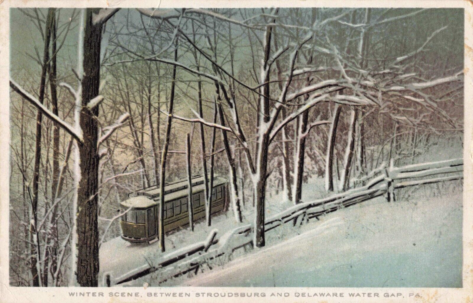 Winter Scene Stroudsburg Delaware Water Gap Pennsylvania PA Trolley 1913 PC