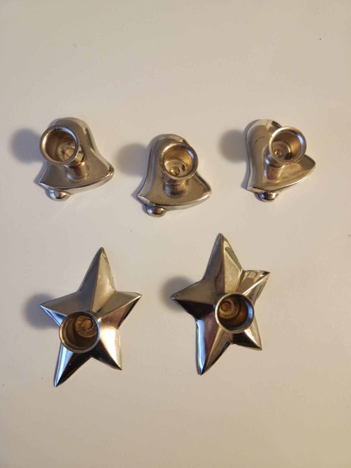 Vintage Silver Plated German Mini Candle Holder Stars And Bells