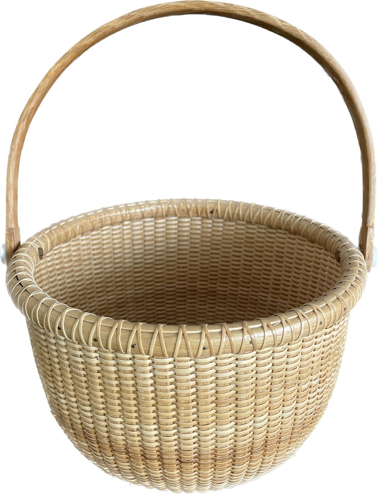 Authentic Anderson Nantucket Open Lightship Basket W/RARE PALM TREE Ecoivory  8”