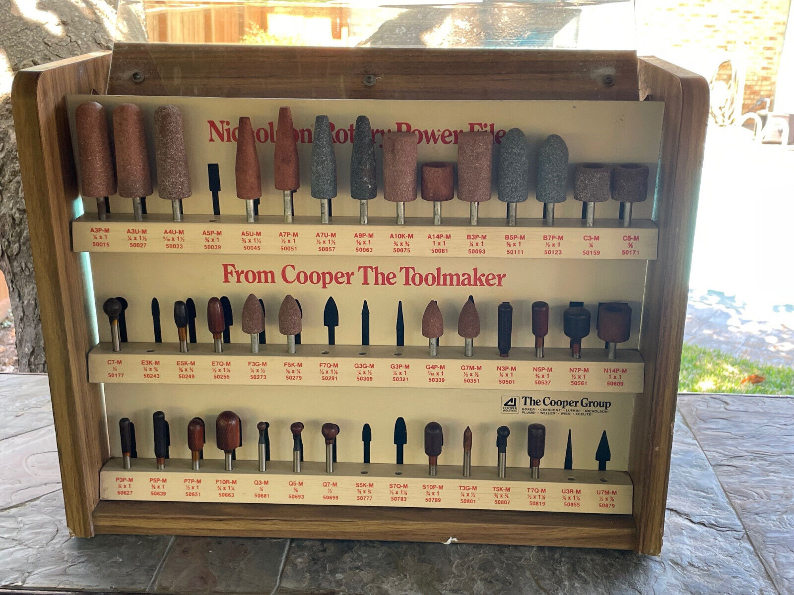 Vintage Nicholson / Cooper Rotary Power Files Tool Store / Factory Display Case
