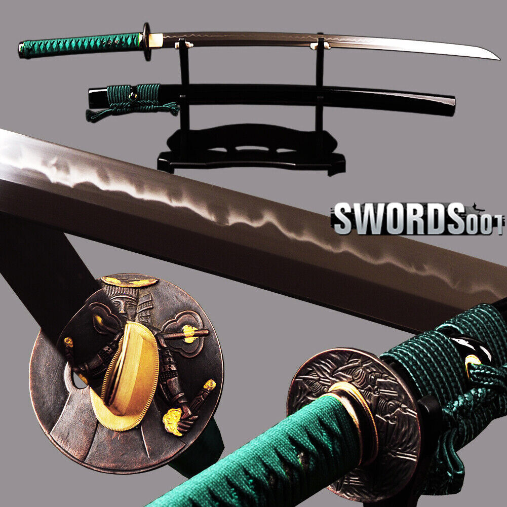 Lucky Green Ito Japanese Samurai Katana Sword Clay Tempered T10 Carbon Steel