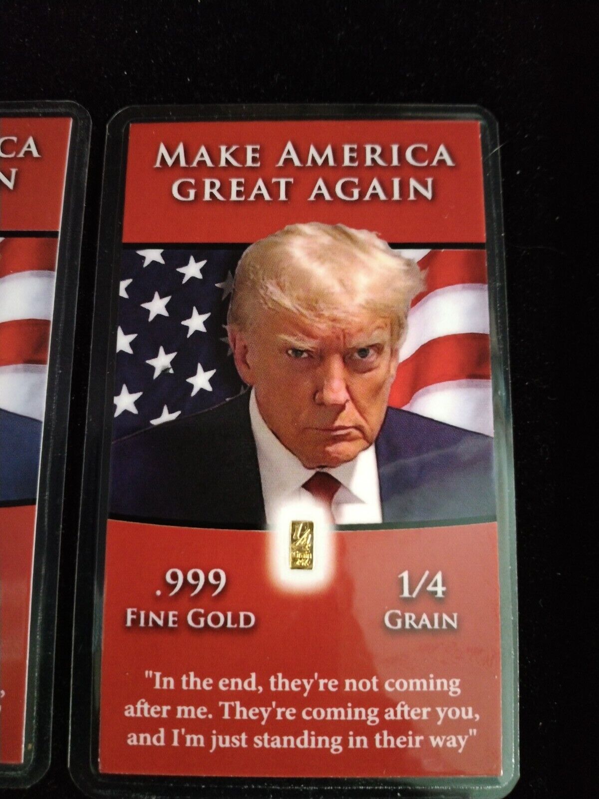 100x  MAGA PresidenDonald Trump Official Mugshot GOLD Pure Bullion Bar Cards