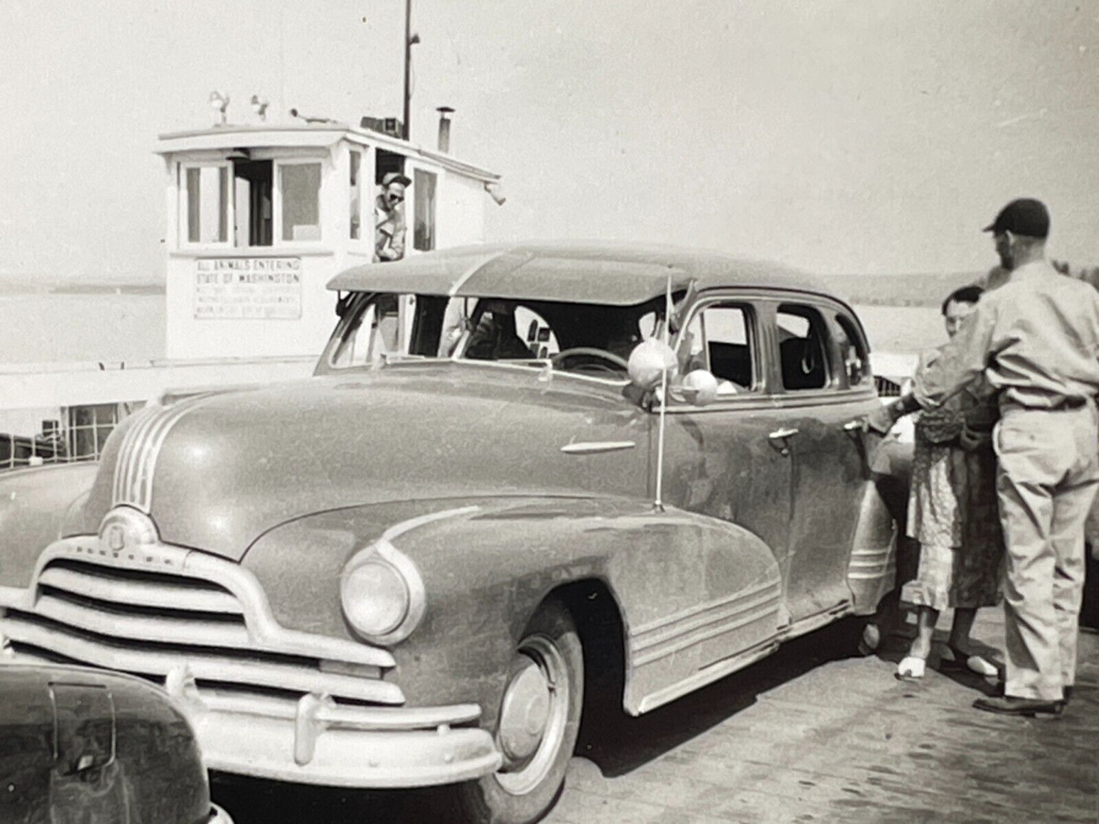 XC Photograph 1950 Old Car Taking Ride On Auto Ferry 