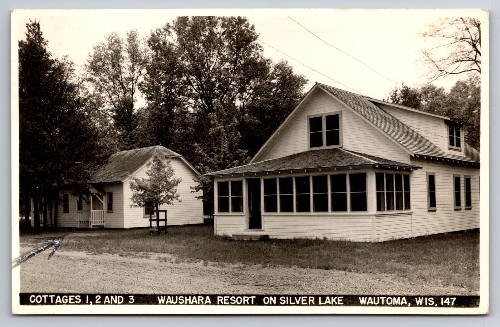 Cottages at Waushara Resort Silver Lake Wautoma Wisconsin 1949 Real Photo RPPC