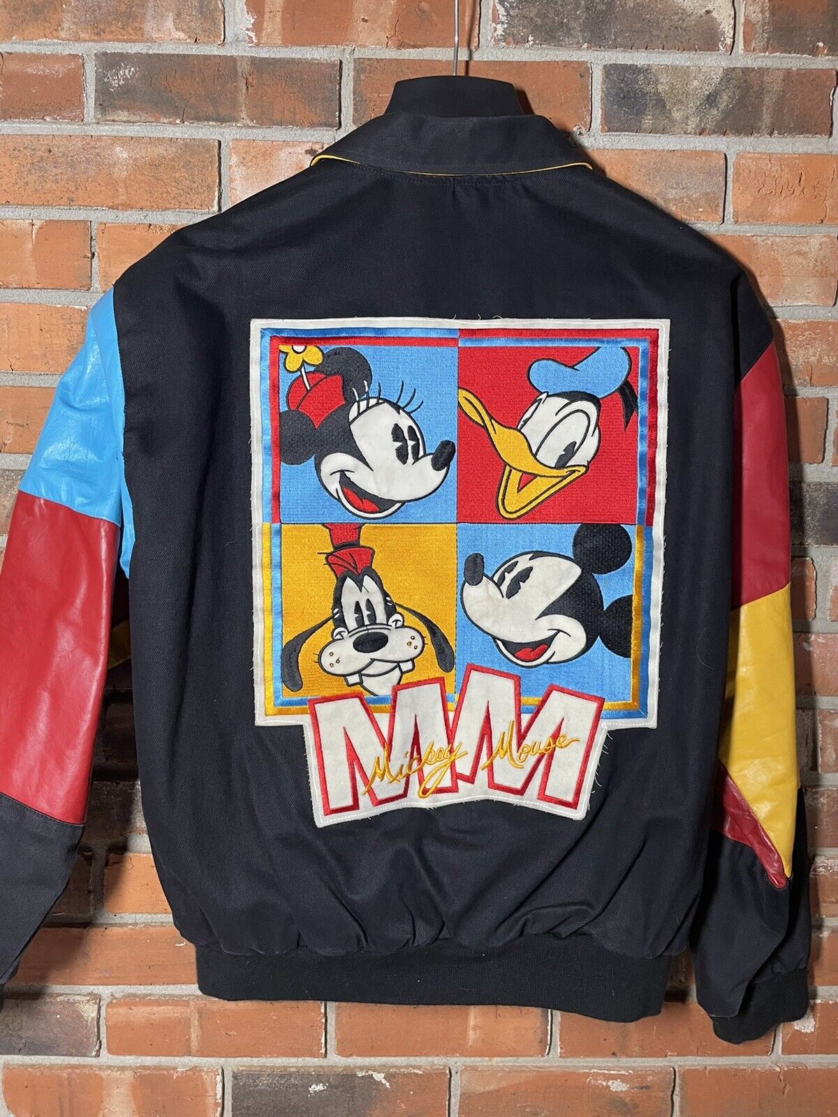 Vintage Disney Mickey Jeff Hamilton Leather Jacket Rare Black Sz m