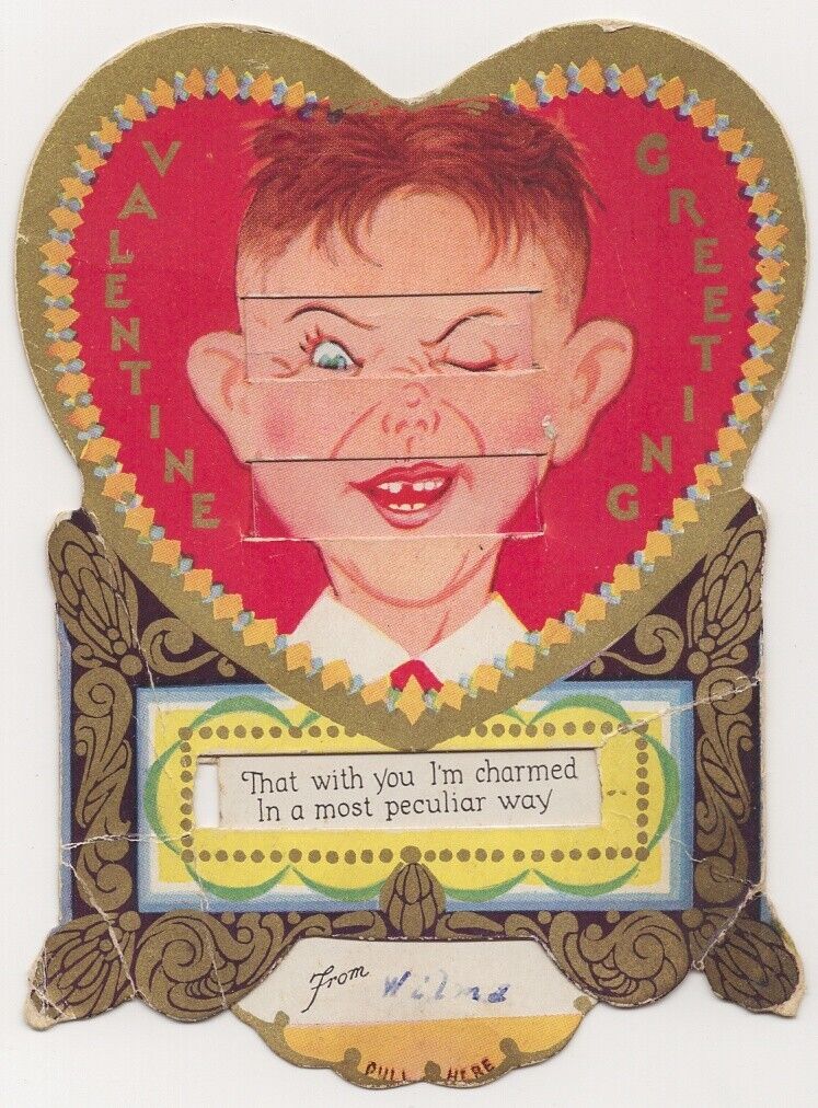 Vintage Valentine card with pull tab
