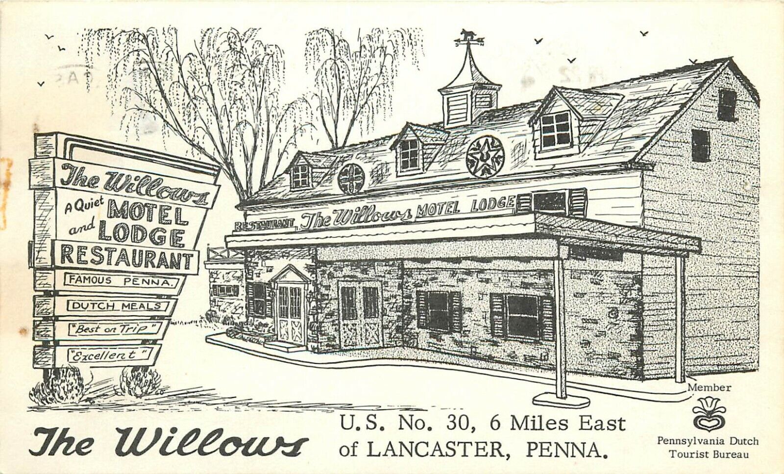 The Willows Lancaster Pennsylvaina PA pm 1967 Postcard