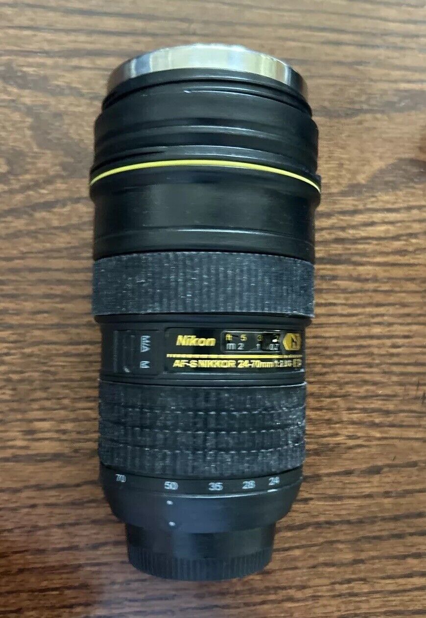 Nikon Camera Lens Coffee Tumbler - Stainless 12oz Thermos - No Lid