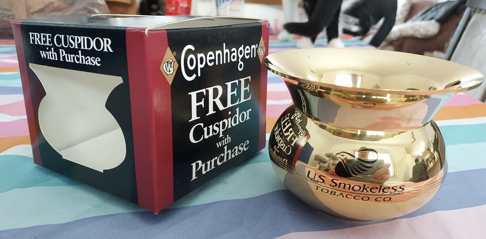 U.S. Smokeless Tobacco Co. Copenhagen Brass Cuspidor Spittoon NEW