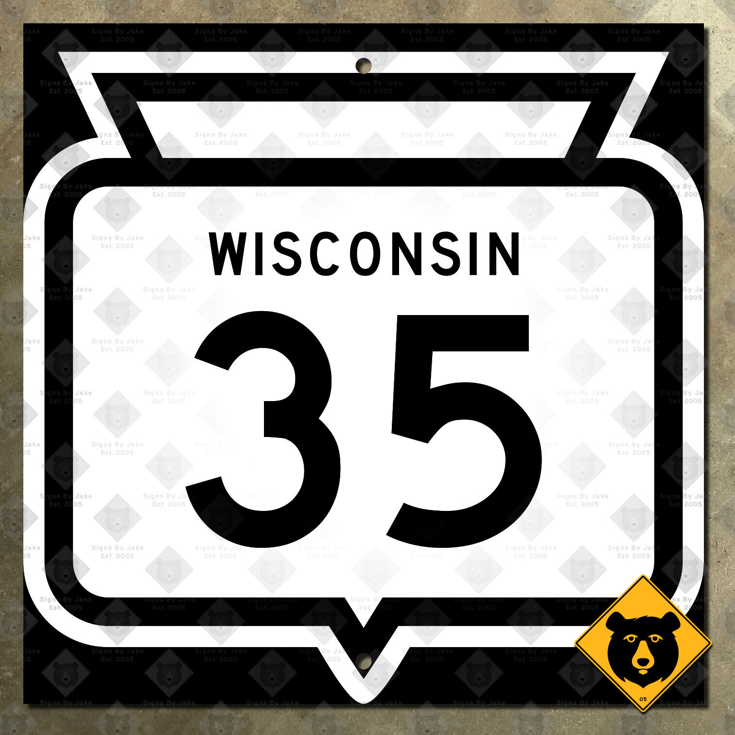 Wisconsin state highway 35 Great River Road Hudson route marker sign 12x12