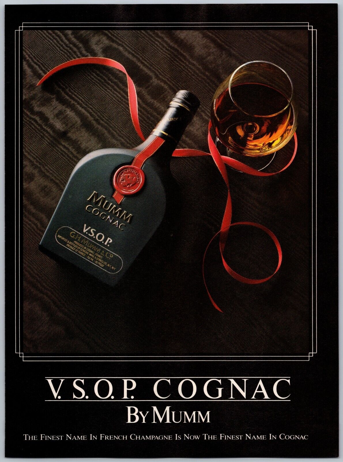 V.S.O.P. Cognac By Mumm Vintage May, 1986 Full Page Print Ad