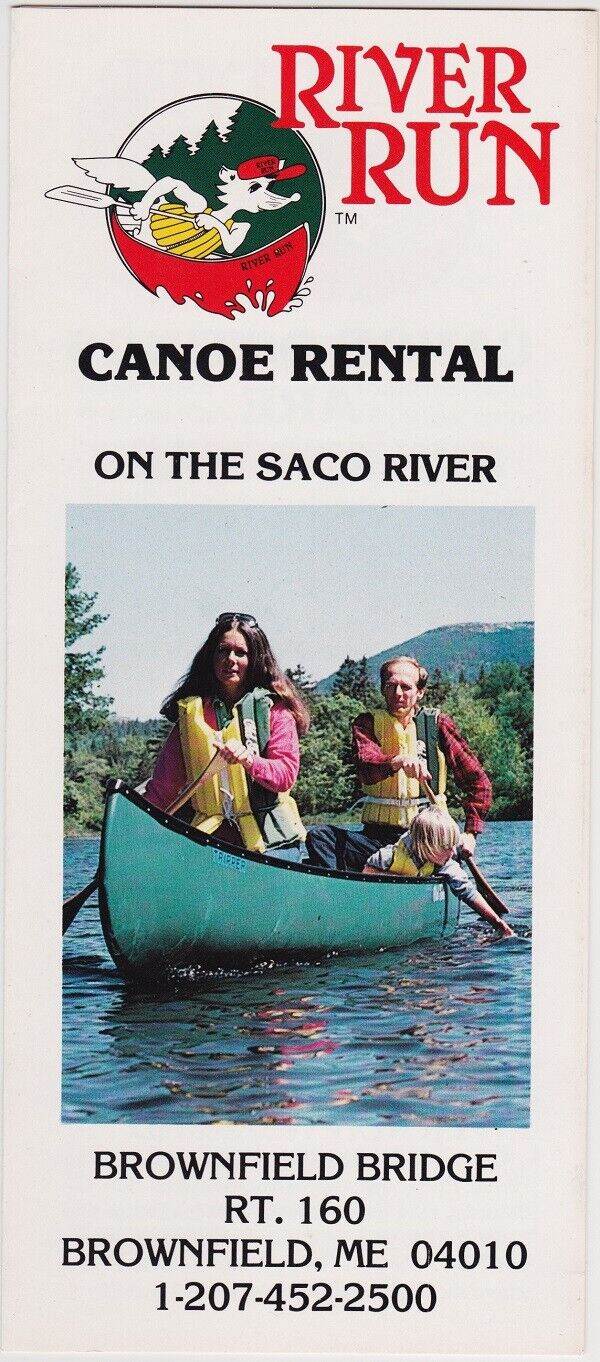1988 River Run Canoe Rental Brownfield Maine Brochure