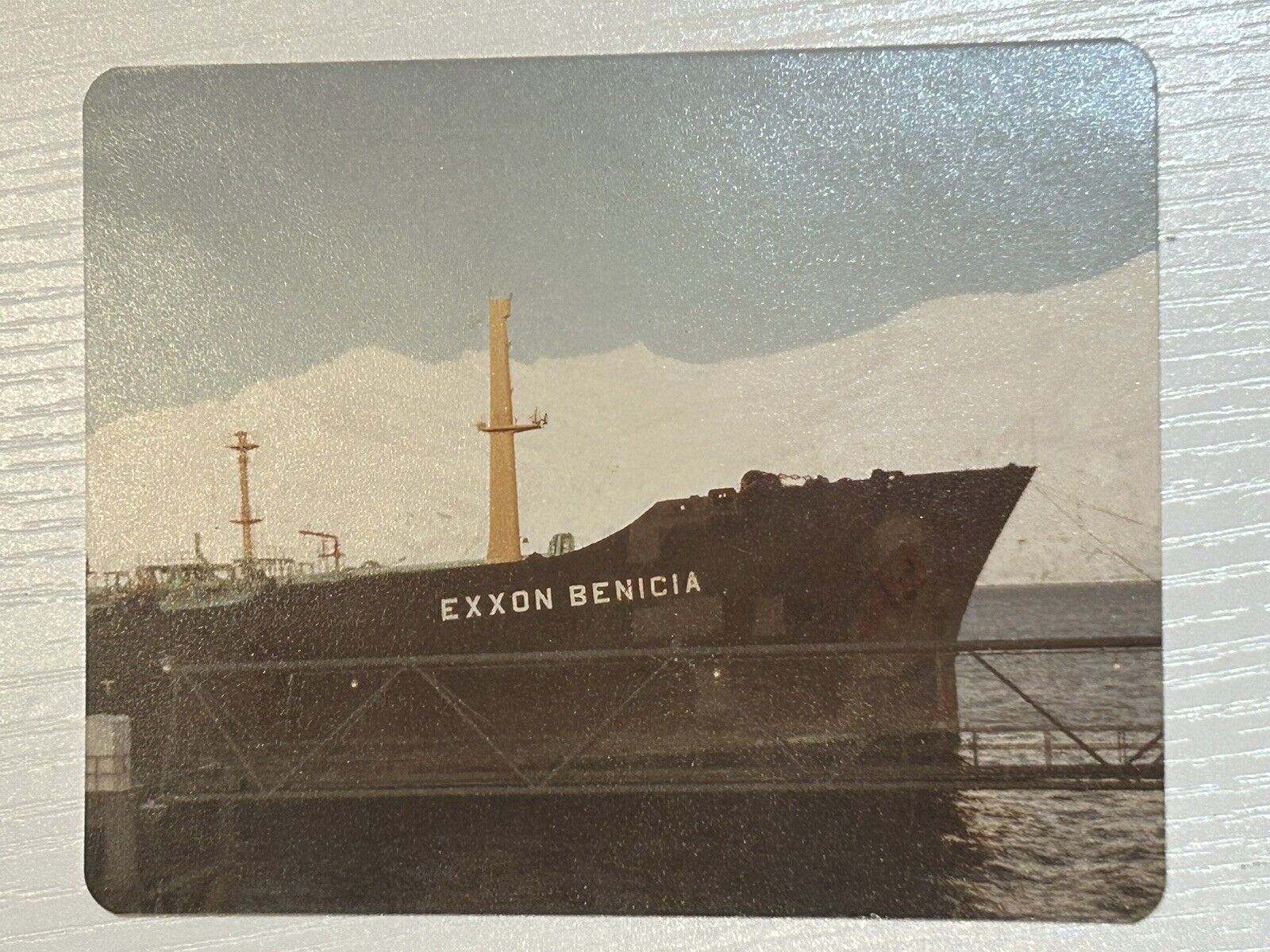 Vtg Exxon Benicia Ship Alaska Oil 1970s Color Photo Snap Shot 1B75
