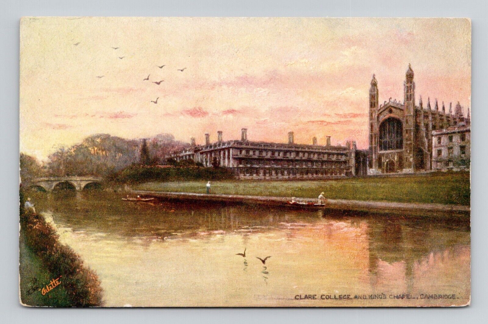 Postcard Clare College Kings Chapel Cambridge England, Tuck Oilette M15