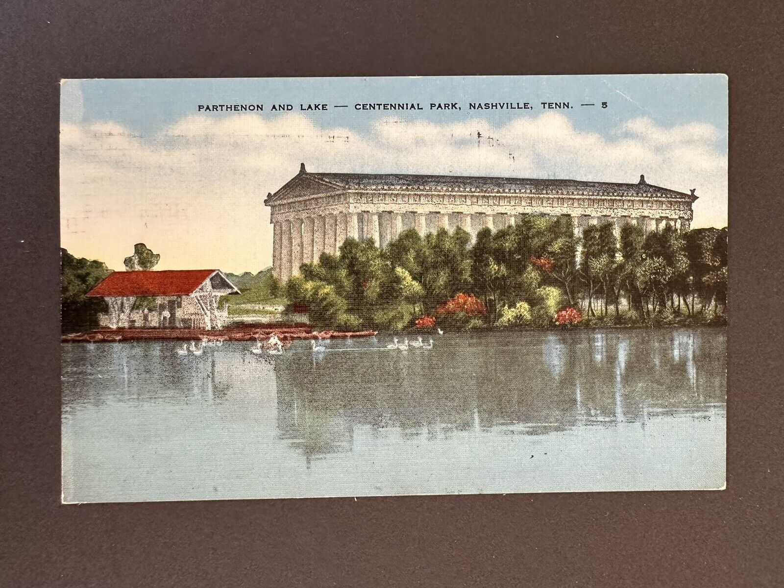 PARTHENON & LAKE CENTENNIAL PARK, Nashville Tennessee 1955 Vintage Postcard D228