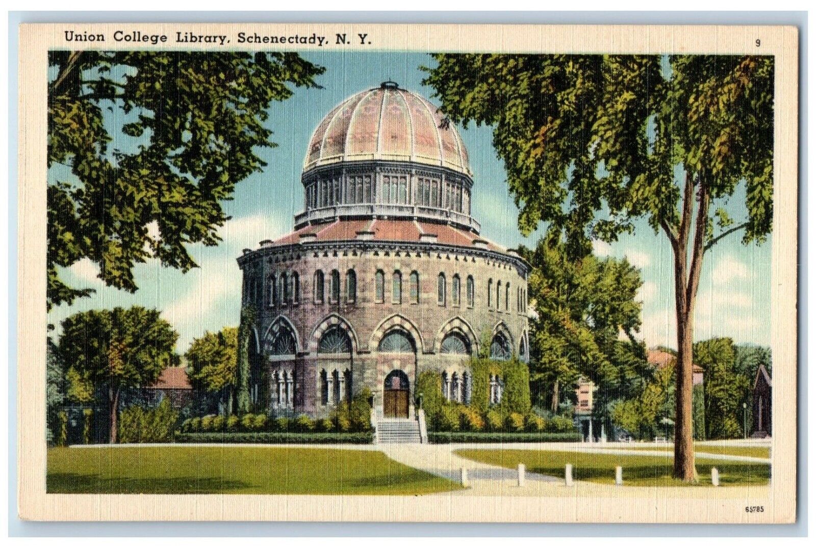 c1930\'s Union College Library Building Schenectady New York NY Vintage Postcard
