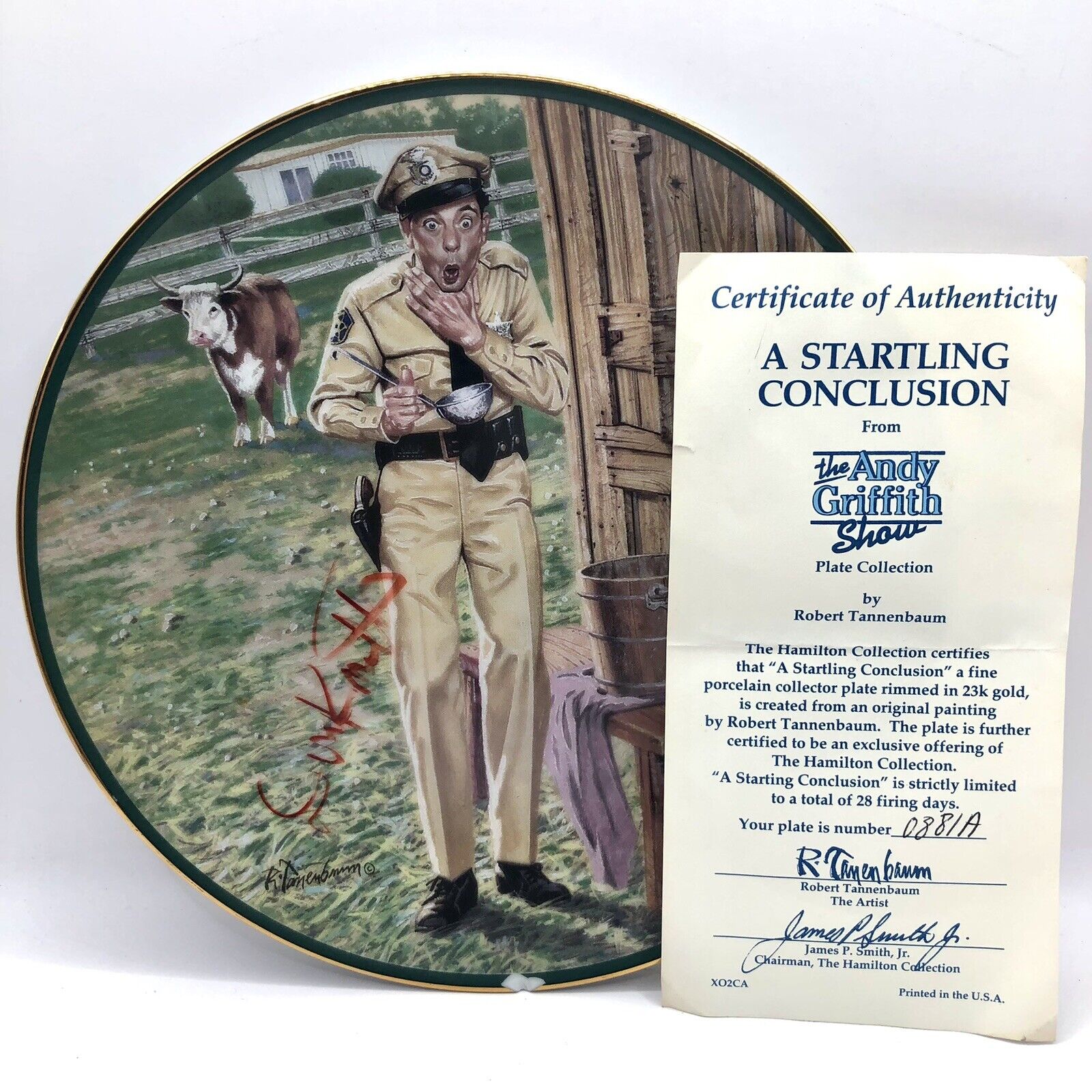 Autograph-Don Knotts “A Startling Conclusion “ Hamilton Plate Collection T10