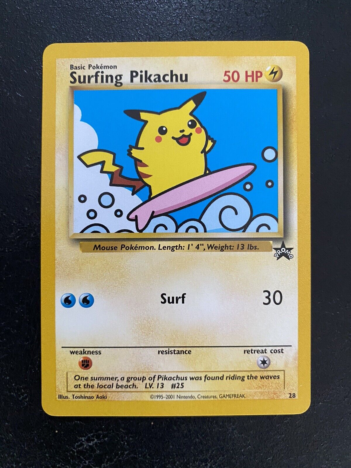 Surfing Pikachu 28 - Black Star Promo - Pokemon Card - NM