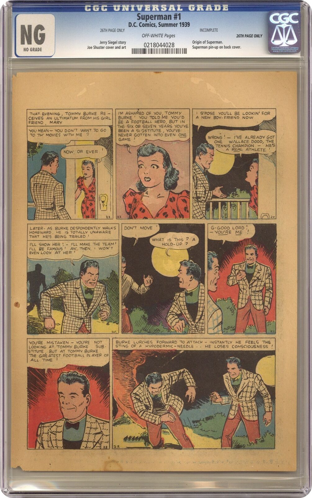 Superman (1939 1st Series) 1 CGC 26th Page Only 0218044028