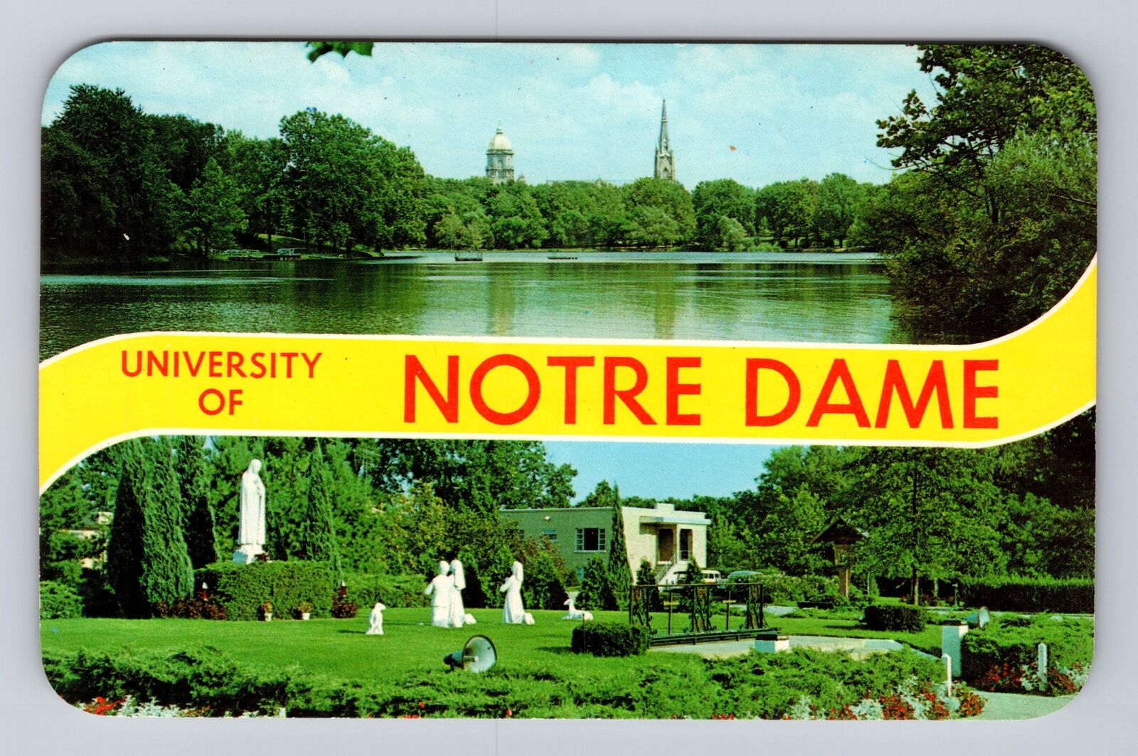 Notre Dame IN-Indiana, General Banner Greeting, Admin Building, Vintage Postcard
