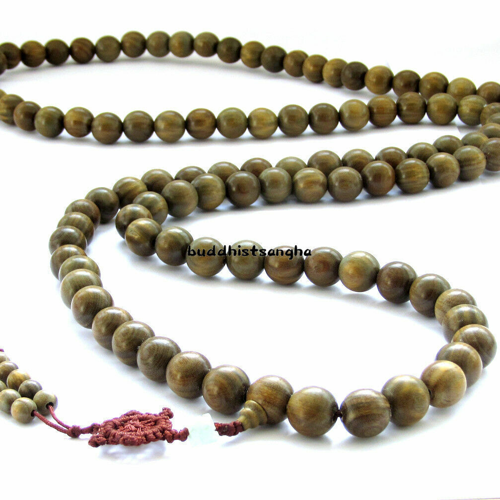 15mm Big Beads 108 Prayer Beads Tibet Buddhist Green Sandalwood Mala Necklace