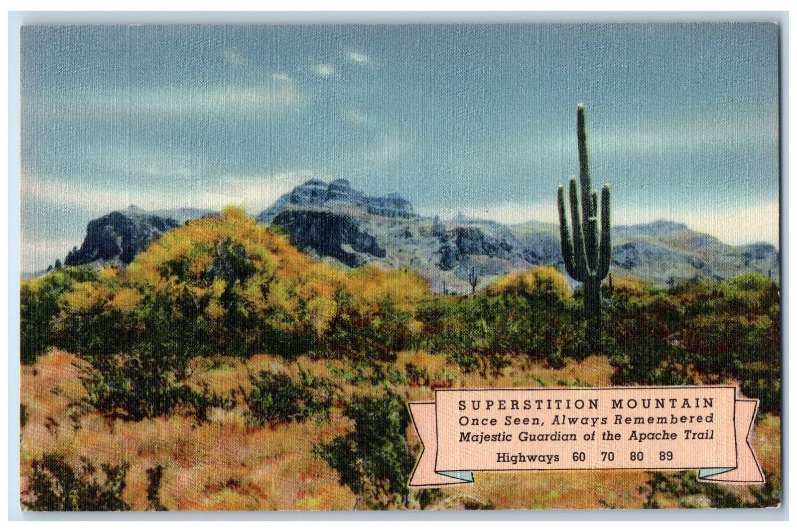 c1940s Superstition Mountain Scene Phoenix Arizona AZ Unposted Vintage Postcard