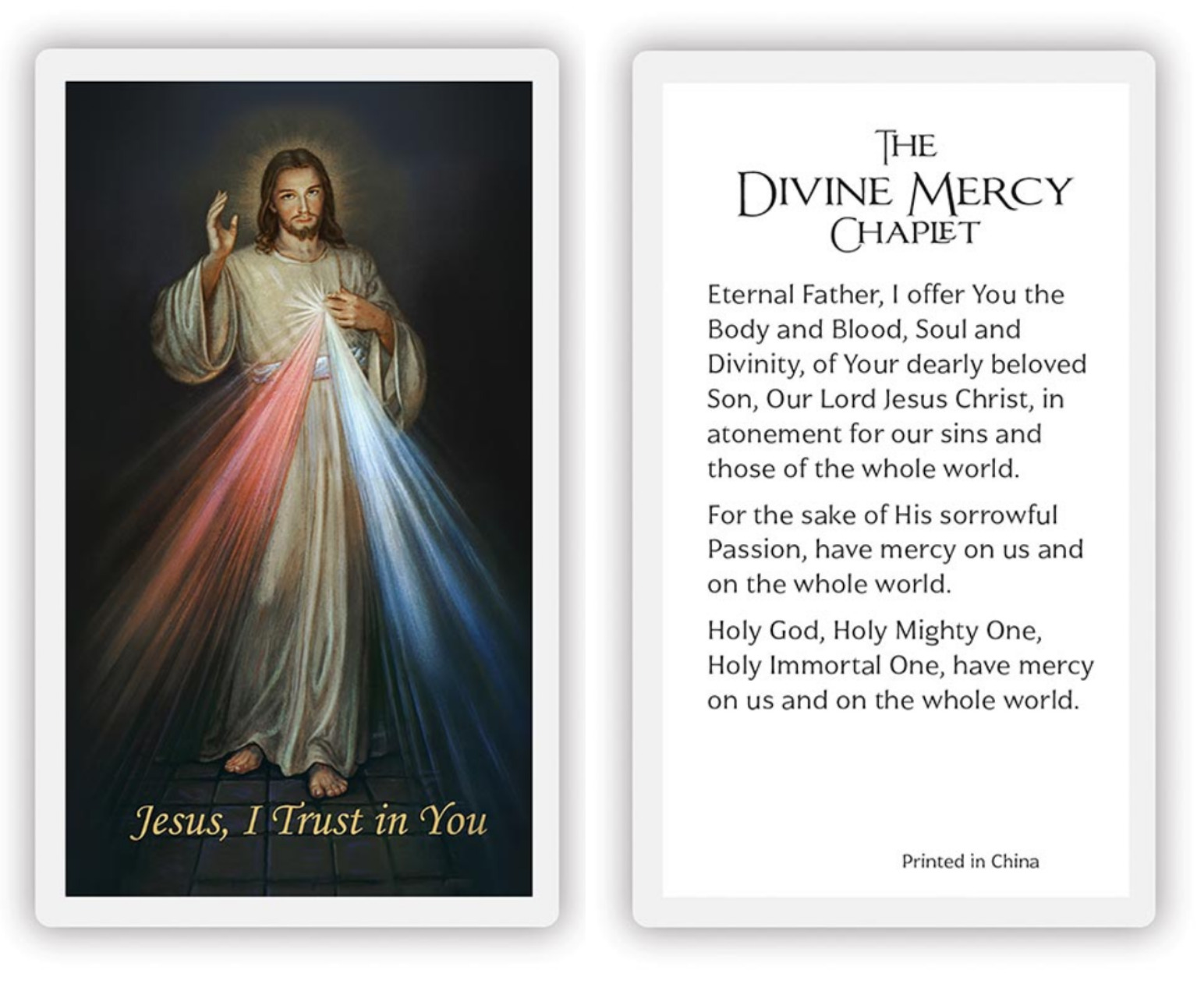 Laminated Divine Mercy Chaplet Jesus I Trust In You Holy Prayer Card Catholic