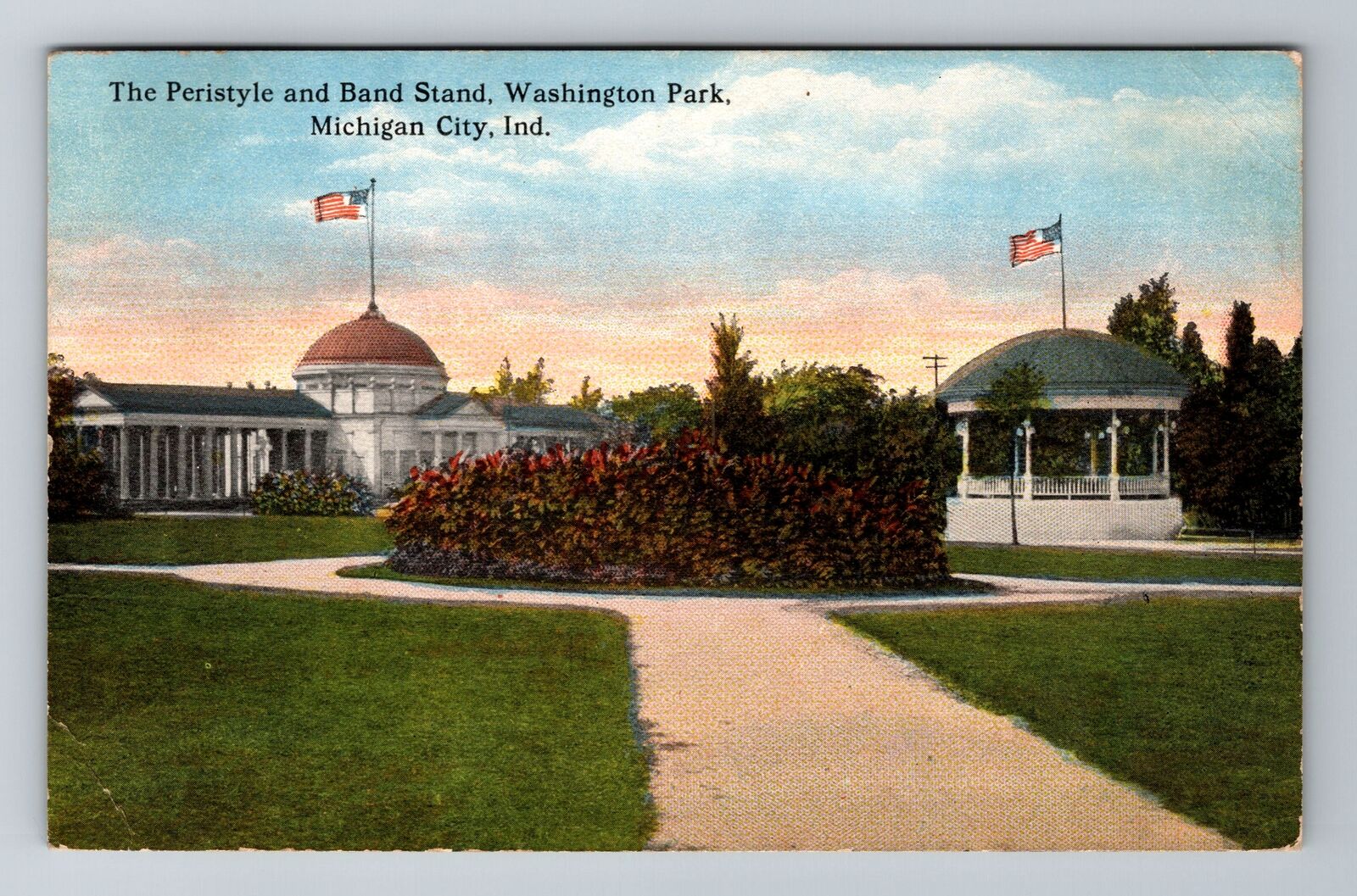 Michigan City IN-Indiana, Peristyle Washington Park Band Stand, Vintage Postcard