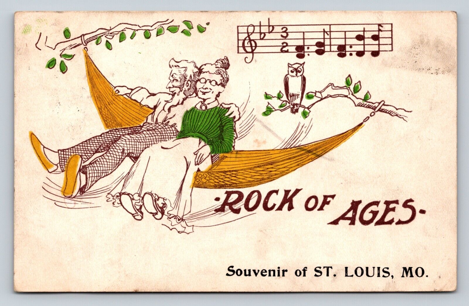 c1905 Rock Of Ages, Swinging On Hammock St. Louis, MO ANTIQUE Postcard