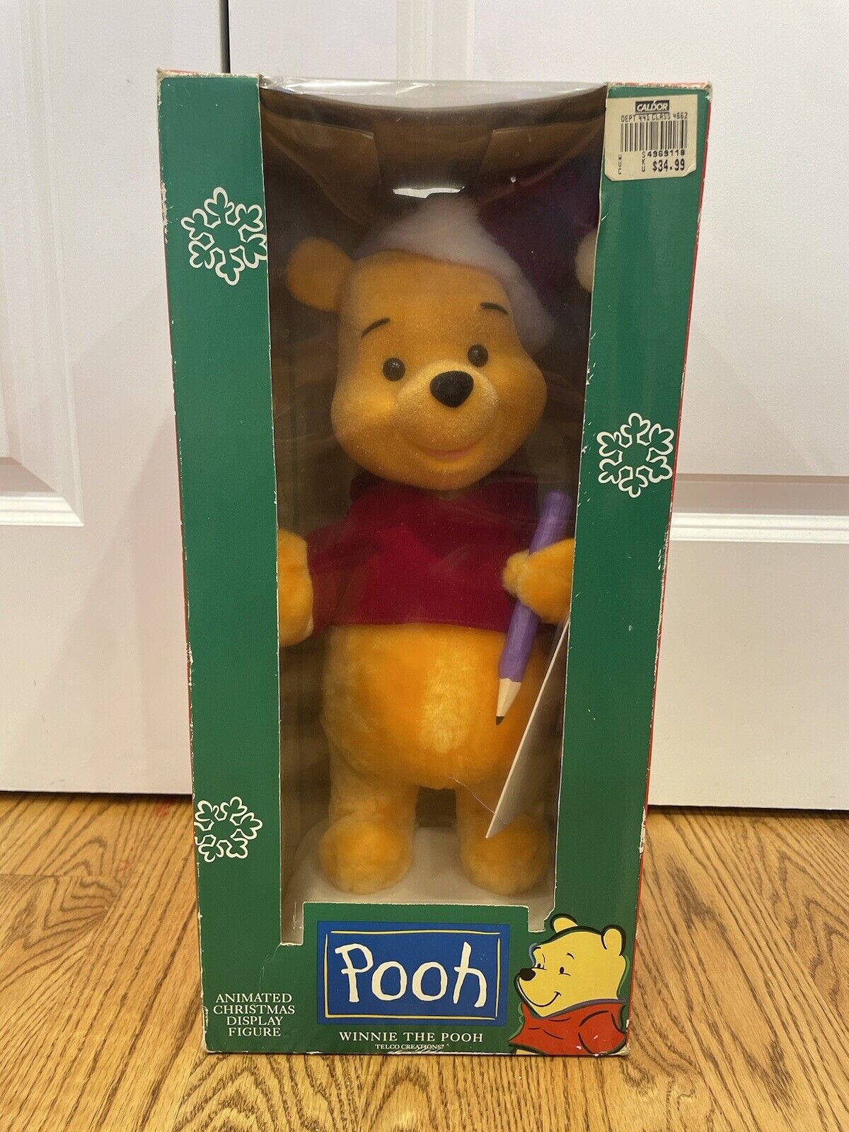 VTG 1998 TELCO Motion-Ettes Winnie the Pooh POOH BEAR Animated Christmas Figure