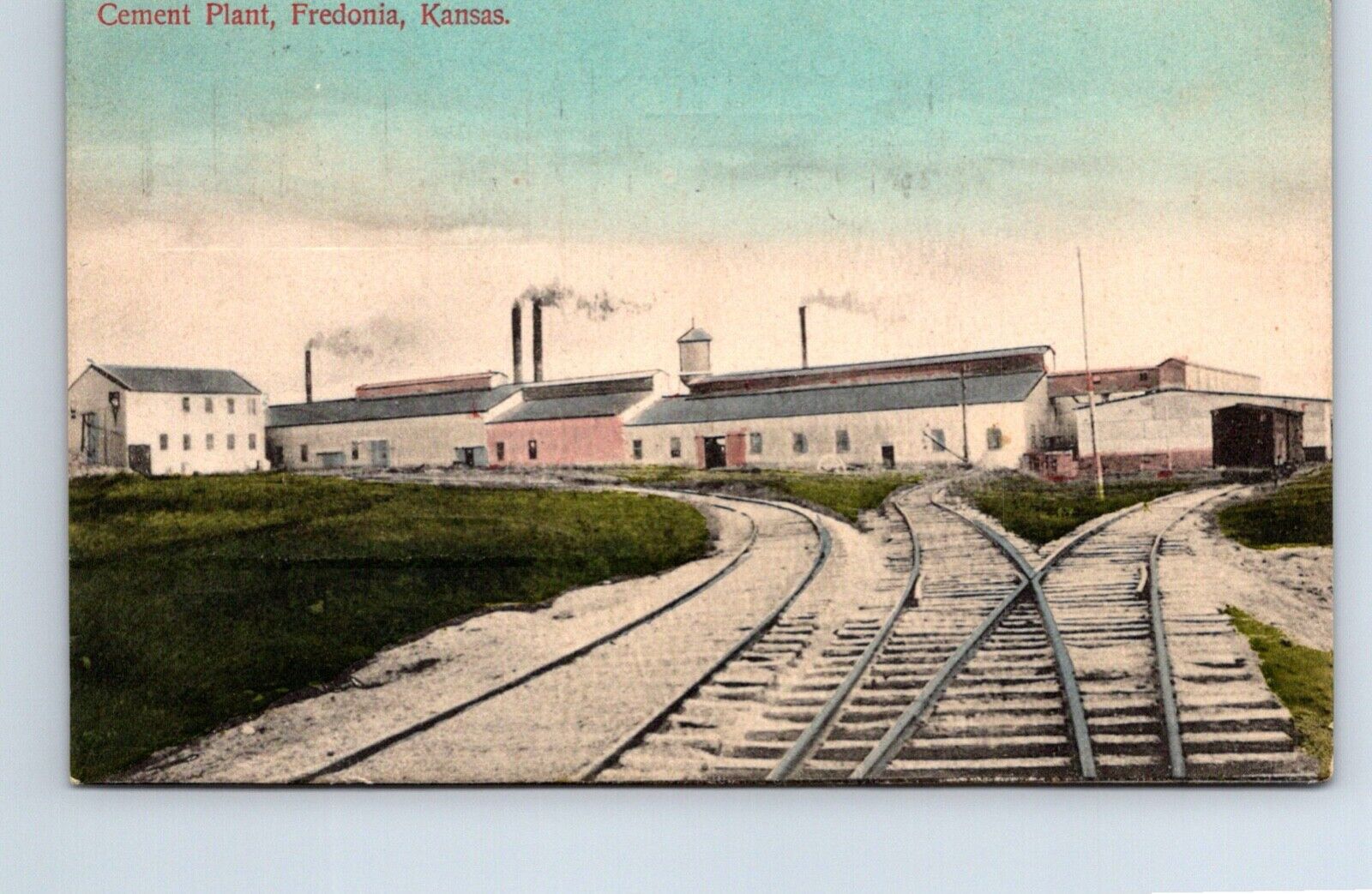 Postcard Kansas Fredonia Cement Brick Plant Factory Railroad Posted 1909
