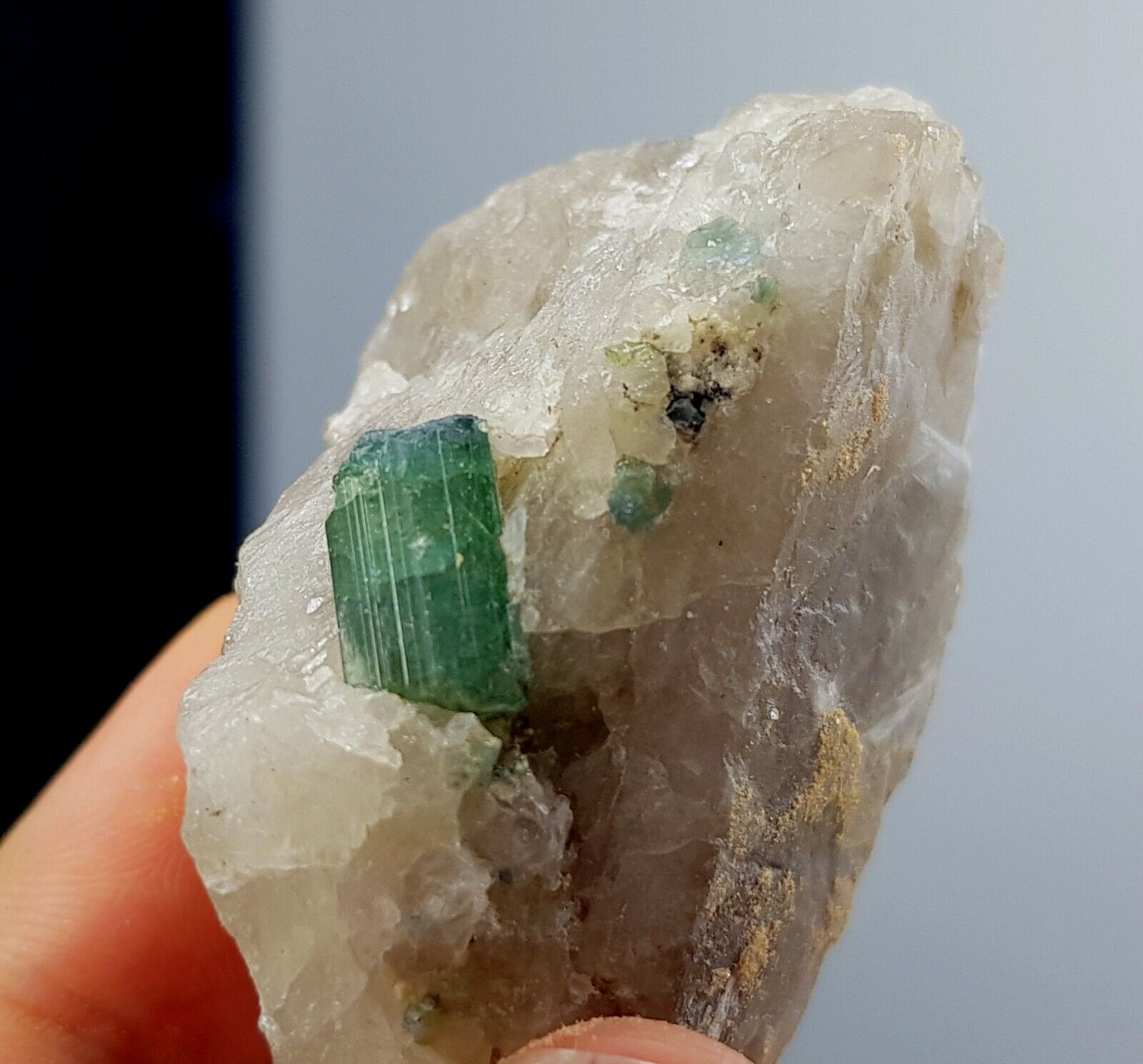 46 Gram Top Grade Green Tourmaline On Quartz Crystal @ Skardu Pakistan