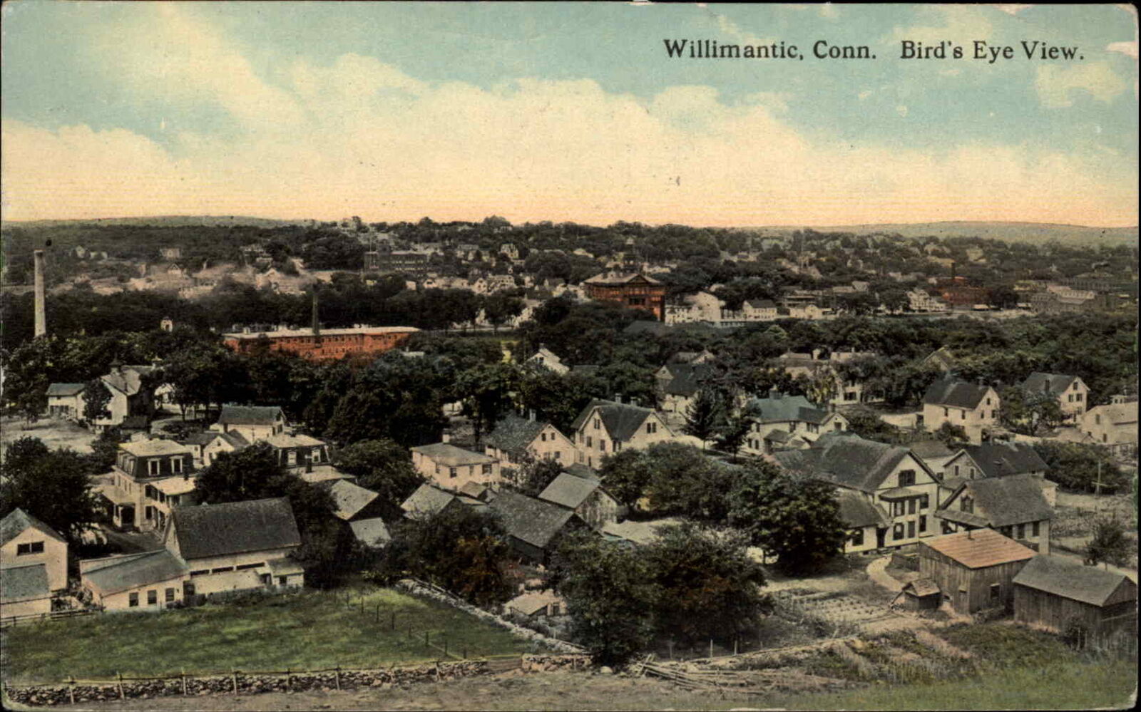 Willimantic Connecticut CT Bird\'s Eye View c1910 Vintage Postcard