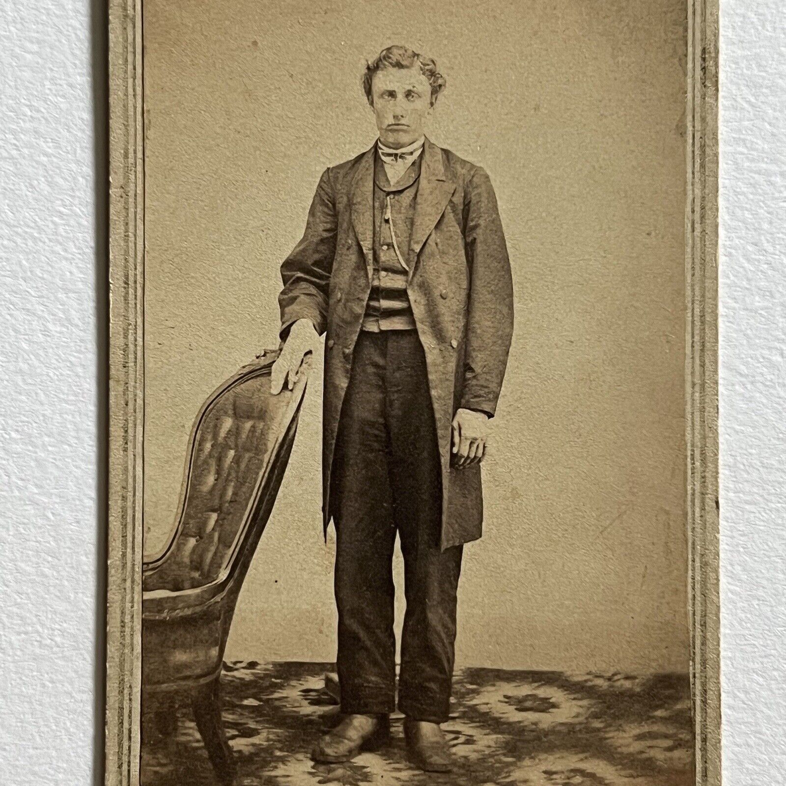 Antique CDV Photograph Handsome Young Man Whitehall NY ID Chace Tax Stamp