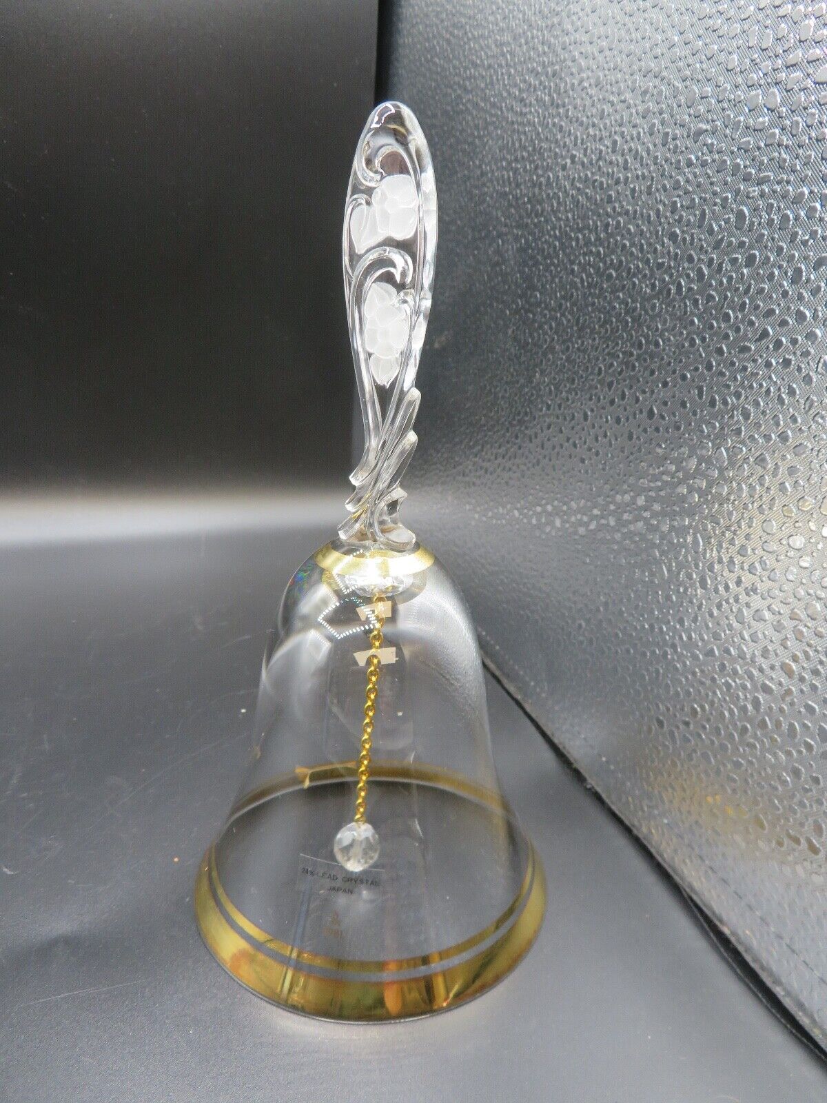 Vintage Sasaki 24% Lead Crystal Bell 1981 Handcrafted Japan 18K Gold Gilt