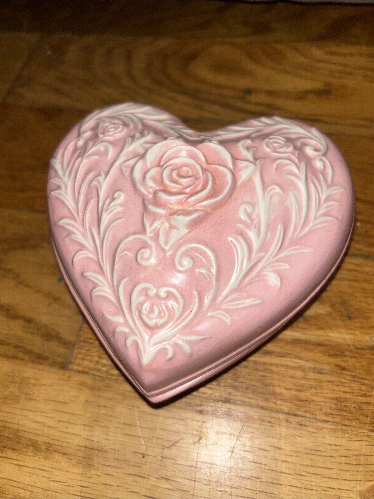 Ceramic Pink Heart Trinket Box