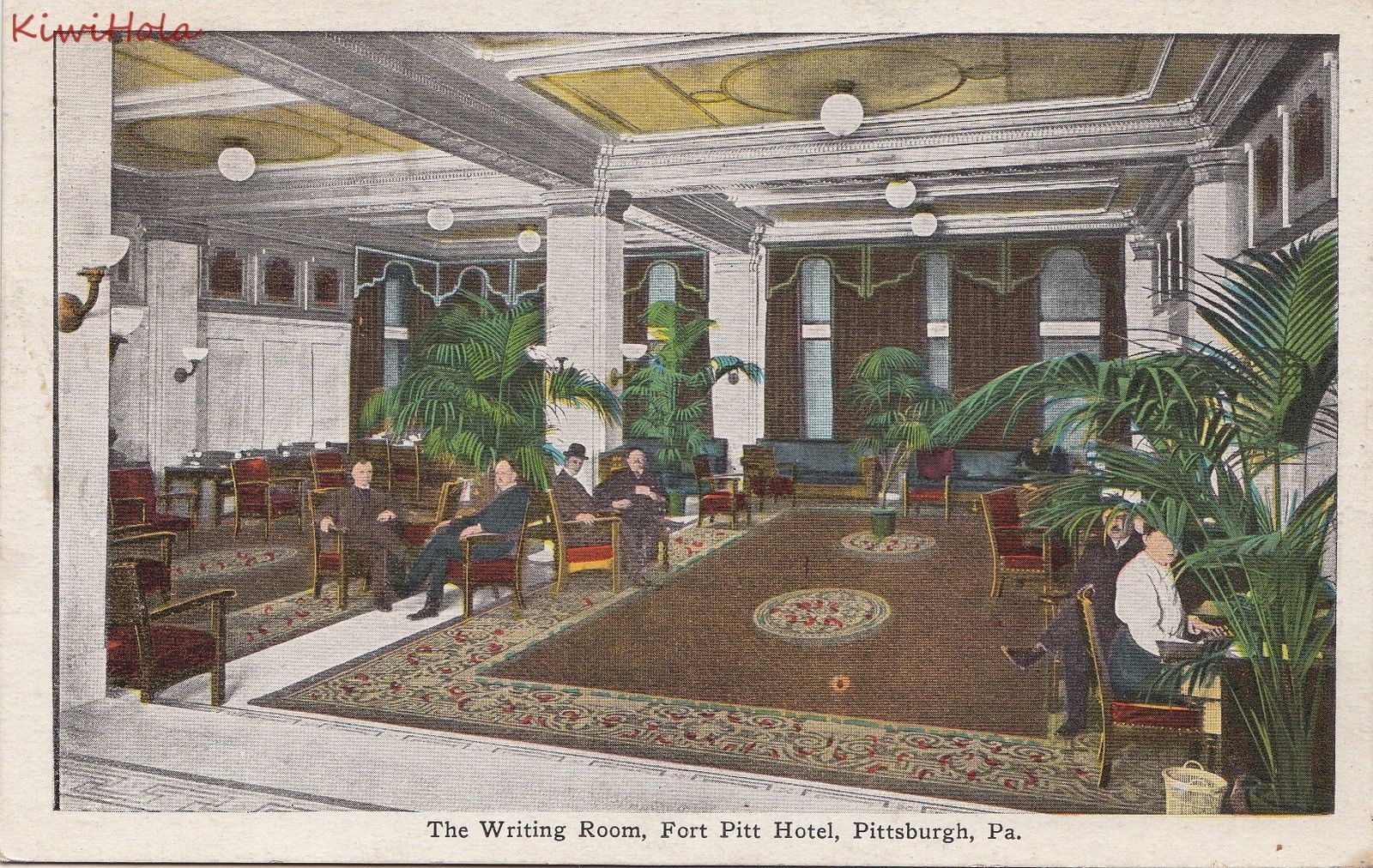 Postcard The Writing Room Fort Pitt Hotel Pittsburgh PA