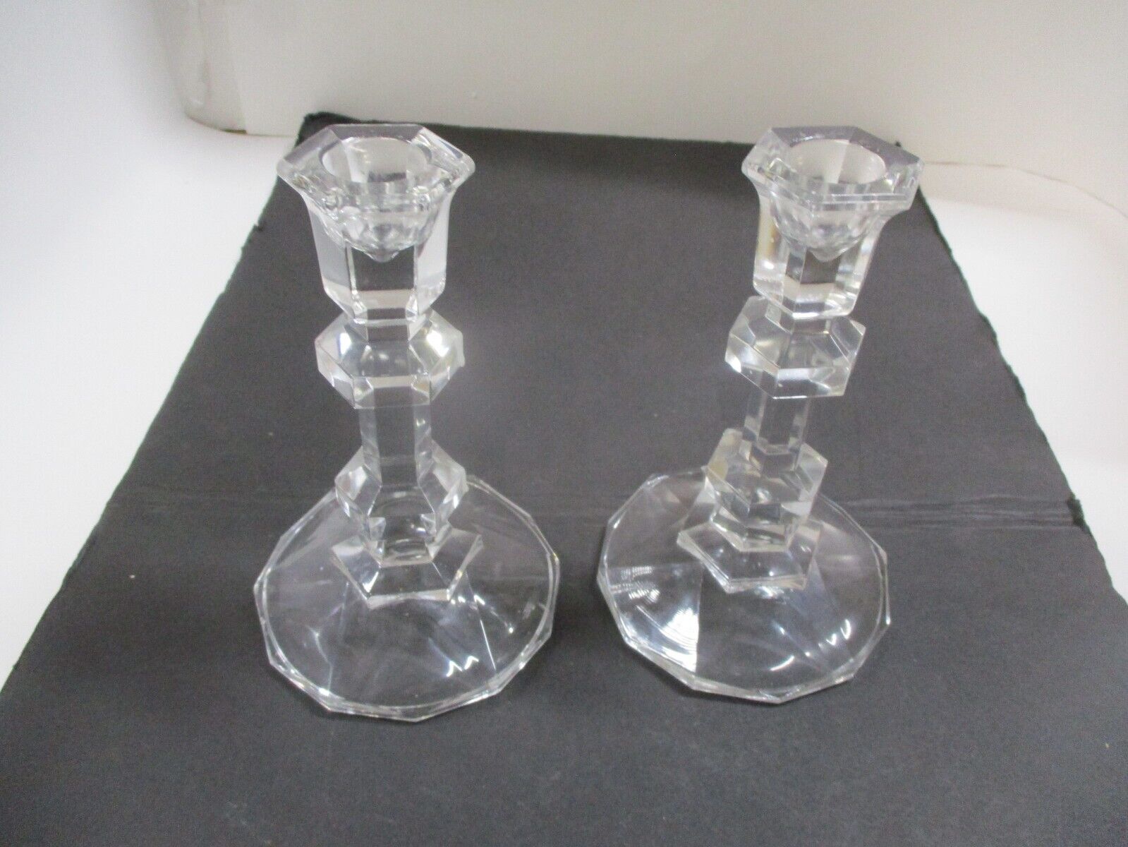 Pair of Glass / Crystal Candlesticks 6\