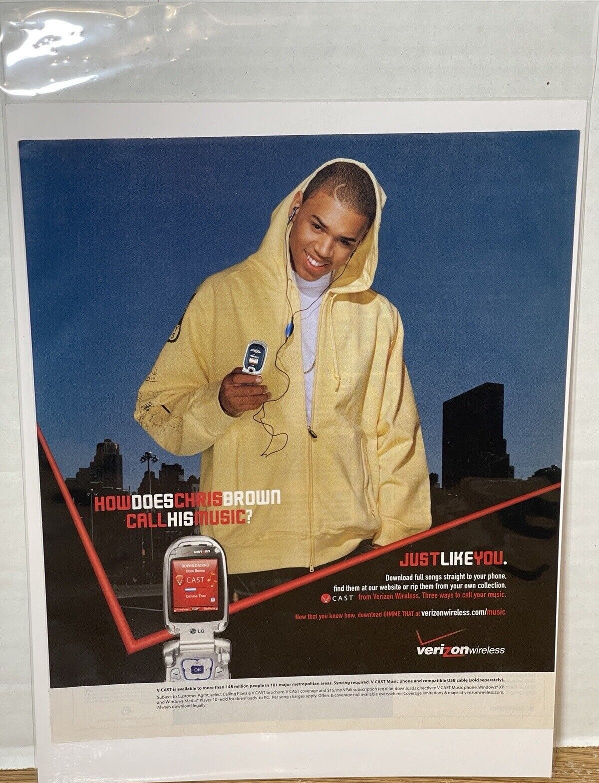 Verizon Wireless Chris Brown 2000s Print Advertisement Ad 2006 Music