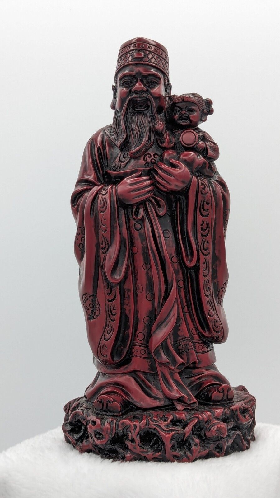 Chinese Immortal, Cinnabar Colored Resin 7  1/2 In.