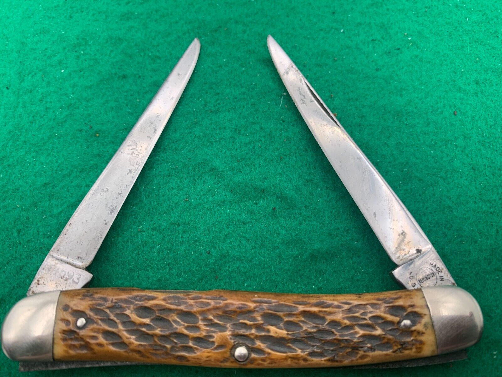 💯Vintage 1920-40 REMINGTON MUSKRAT R4593 Knife USA Beautiful Jigged Bone Handle